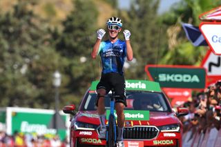 YUNQUERA SPAIN AUGUST 22 Ben OConnor of Australia and Team Decathlon AG2R La Mondiale celebrates at finish line as stage winner during the La Vuelta 79th Tour of Spain 2024 Stage 6 a 1855km stage from Jerez de la Frontera to Yunquera UCIWT on August 22 2024 in Yunquera Spain Photo by Tim de WaeleGetty Images