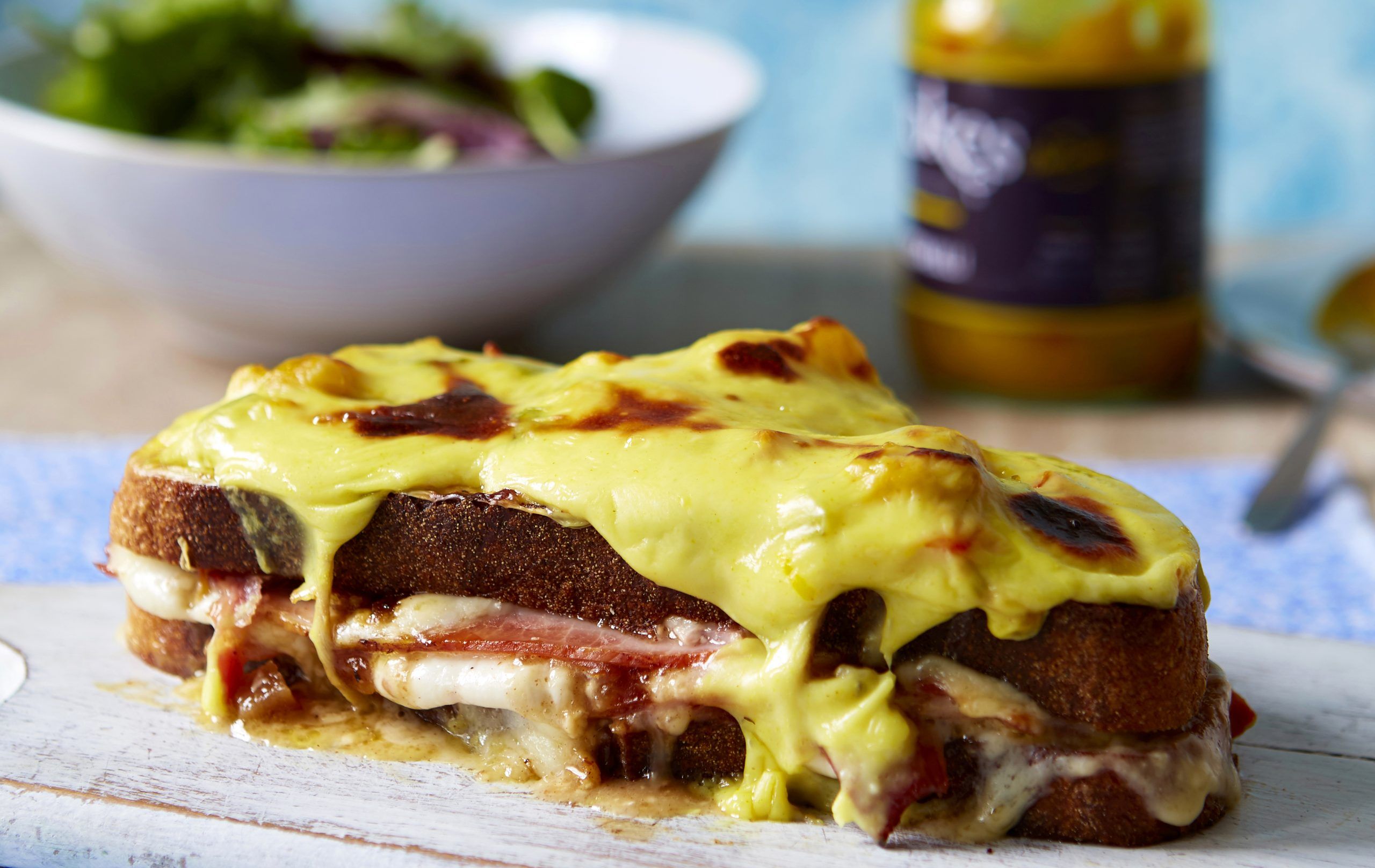 Toasted piccalilli sandwich with ham and cheddar recipe