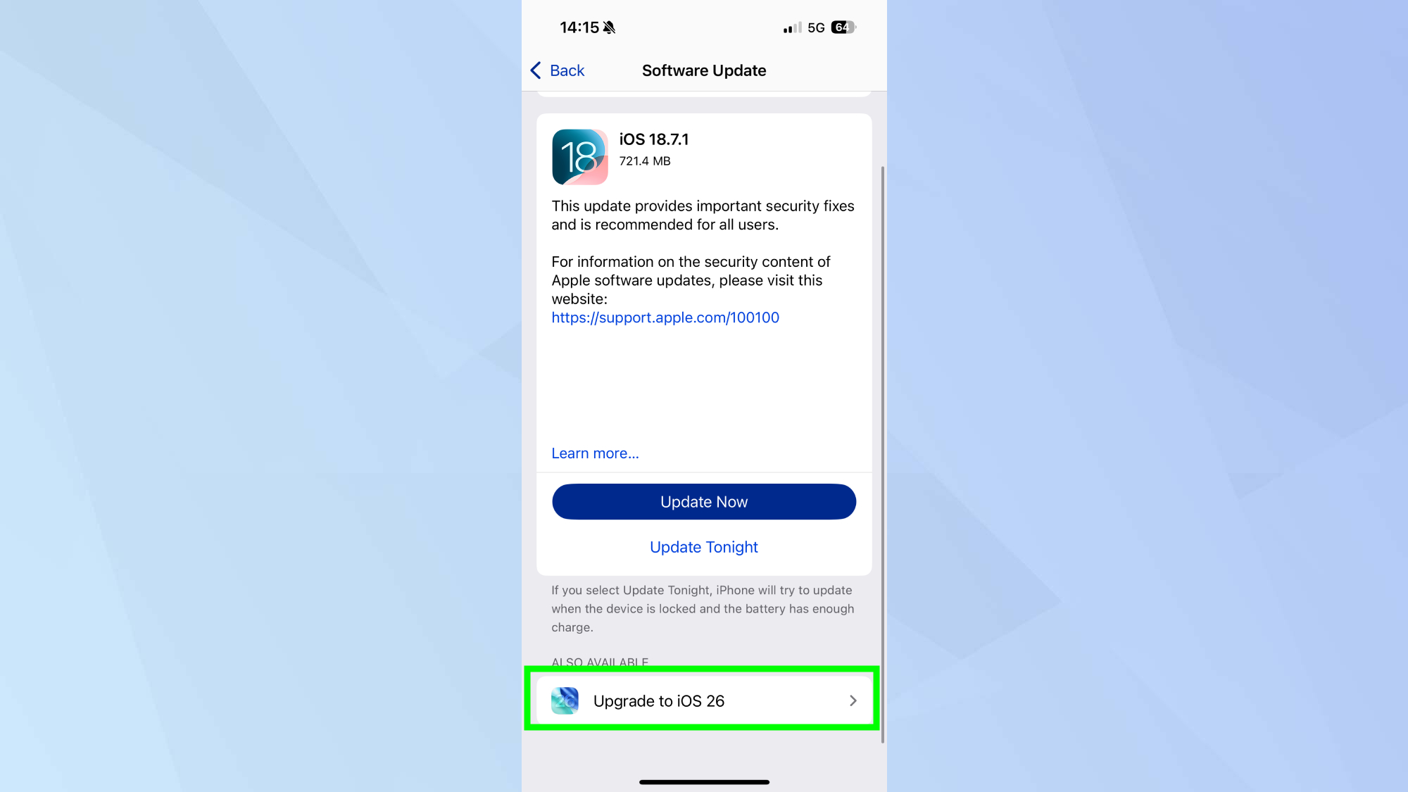 iOS 26 software update