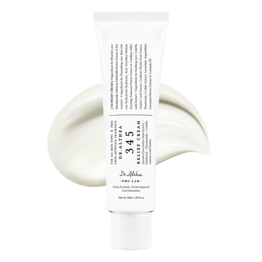 Dr.Althea, Dr.althea 345 Relief Cream | Daily Face Moisturizer | Blemish Relief Care | Soothing Recovery & Moisture With Niacinamide, Panthenol | Korean Vegan Skin Care for All Skin Types | 1.7 Fl Oz (pack of 1)
