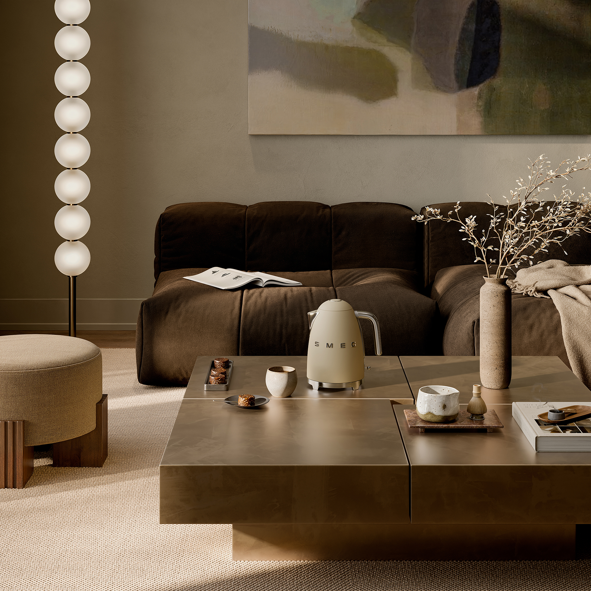 Smeg kettle on coffee table