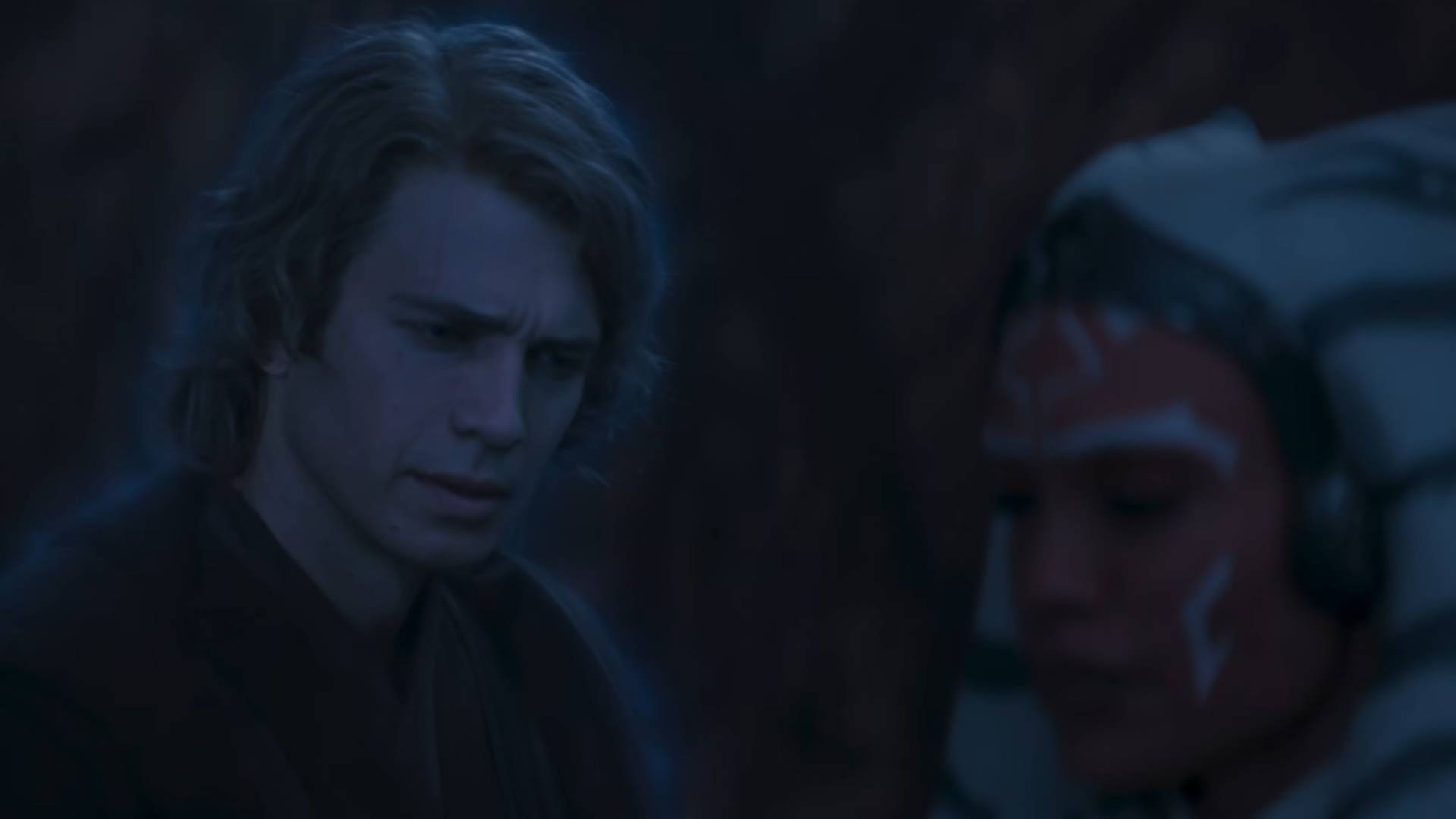 Hayden Christensen as Anakin Skywalker and Rosario Dawson as Ahsoka Tano in Ahsoka season 2