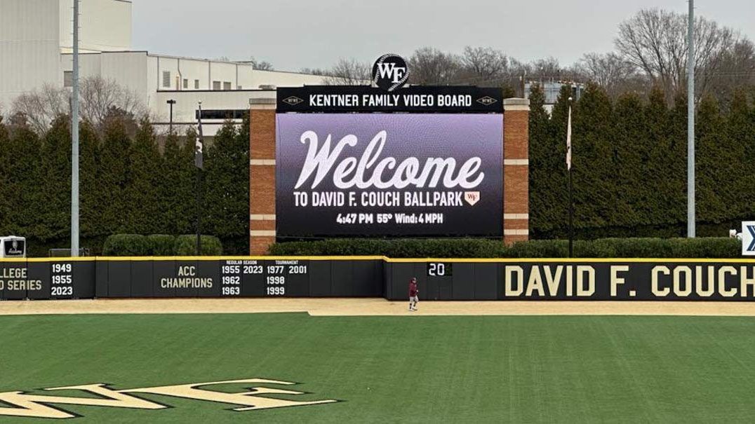 The new Daktronics outfield display for Wake Forest&#039;s baseball stadium.