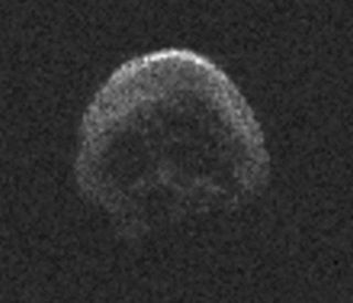 This radar image of 2015 TB145, a dead comet, was generated using radar data from the Arecibo Observatory in Puerto Rico. 