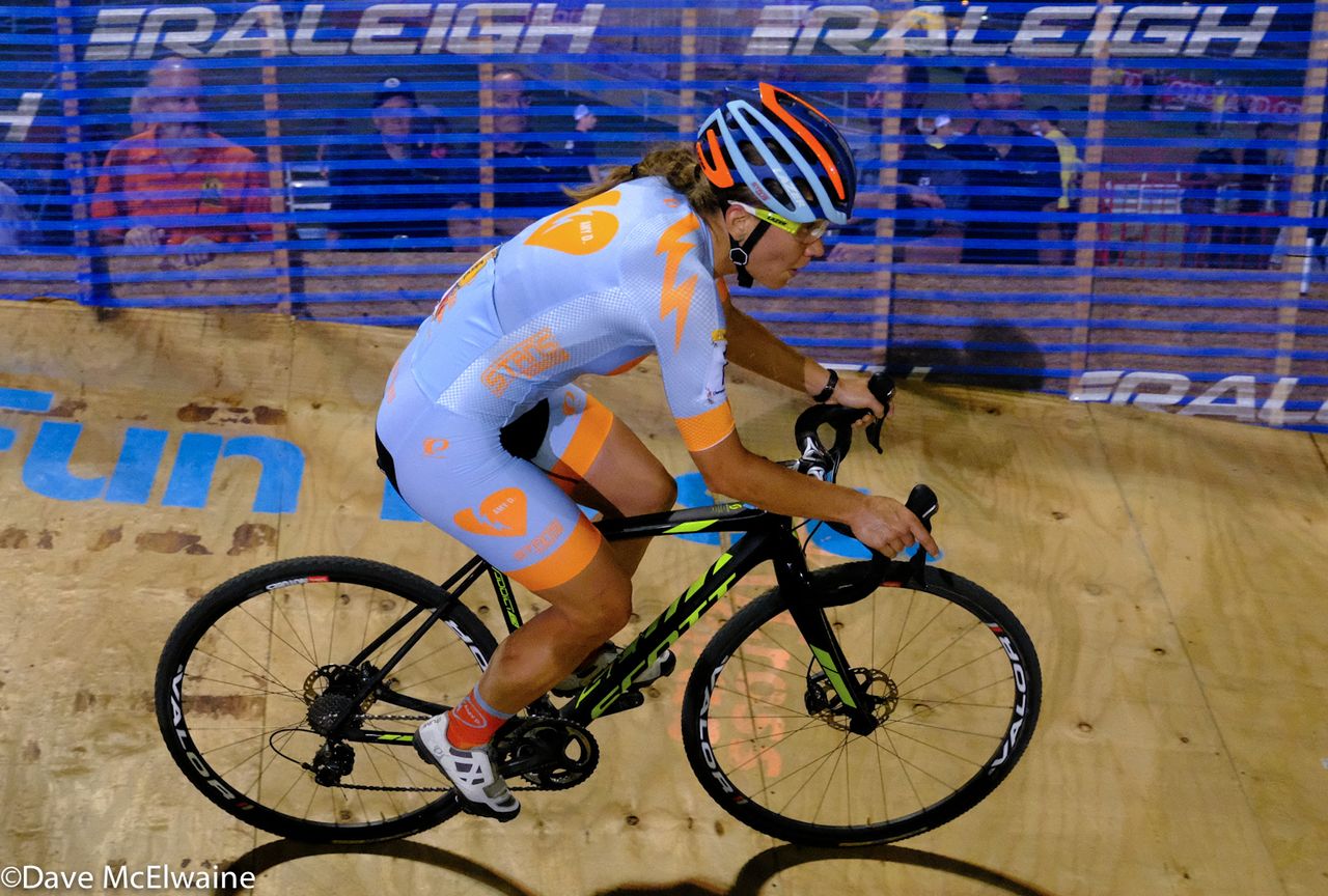 Rebecca Fahringer (USA) has been a revelation this season and riding near the front.