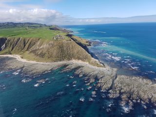 A wide view of the Rocket Lab private launch facility on the Mahia Peninsula in New Zealand.