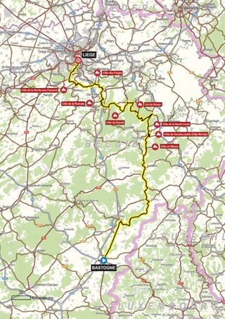 Liege Bastogne Liege Femmes 2023 map