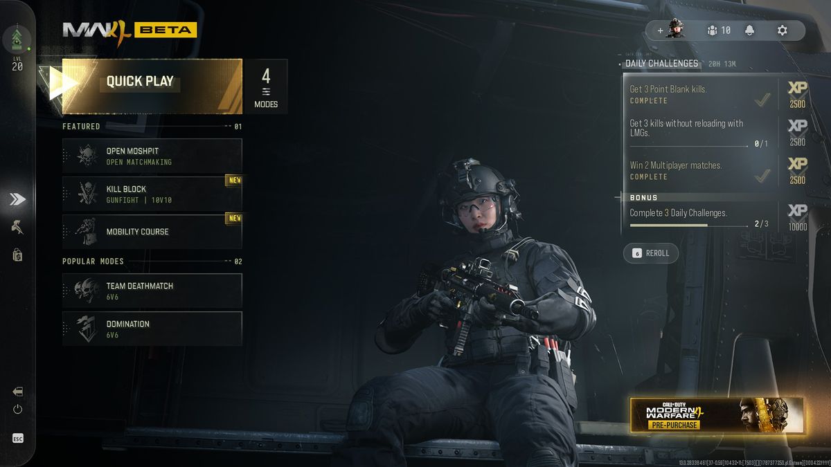 The user interface of Modern Warfare 4.