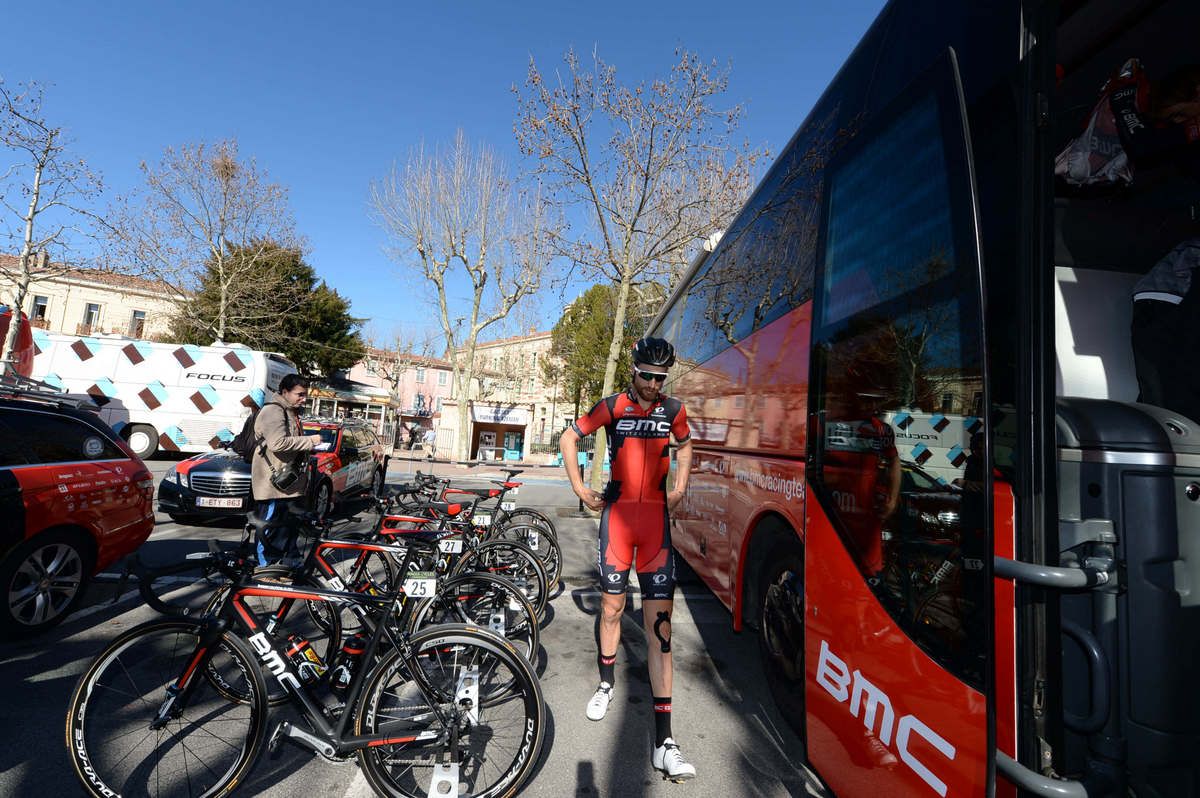 Taylor Phinney at the BMC team bus