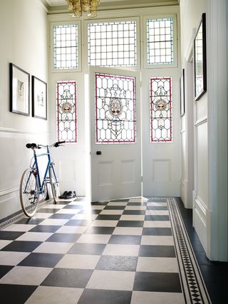 Amtico chequerboard vinyl floor tiles in a hallway