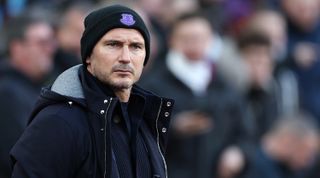 LONDON, ENGLAND - JANUARY 21: Frank Lampard, Manager of Everton looks on before the Premier League match between West Ham United and Everton FC at London Stadium on January 21, 2023 in London, England. (Photo by Julian Finney/Getty Images)