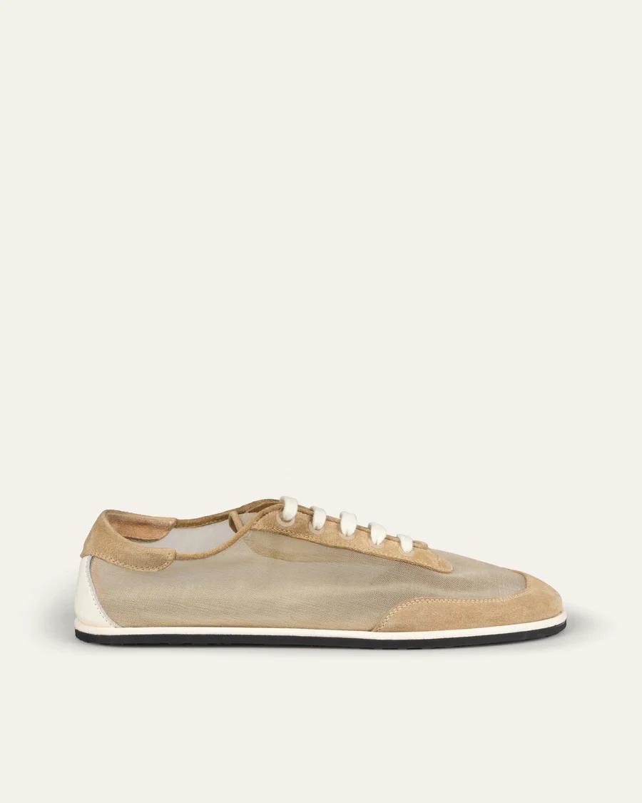Dear Frances Balla Mesh Trainer in sand suede and mesh
