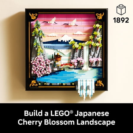 Lego Art Japanese Cherry Blossom Landscape Building Set for Adults - Room Decoration &amp;amp; Gift for Women &amp;amp; Men, Ages 18+ - Framed Wall Decor, Stand or Hang to Display - 31218
