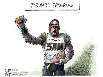Editorial cartoon Michael Sam NFL