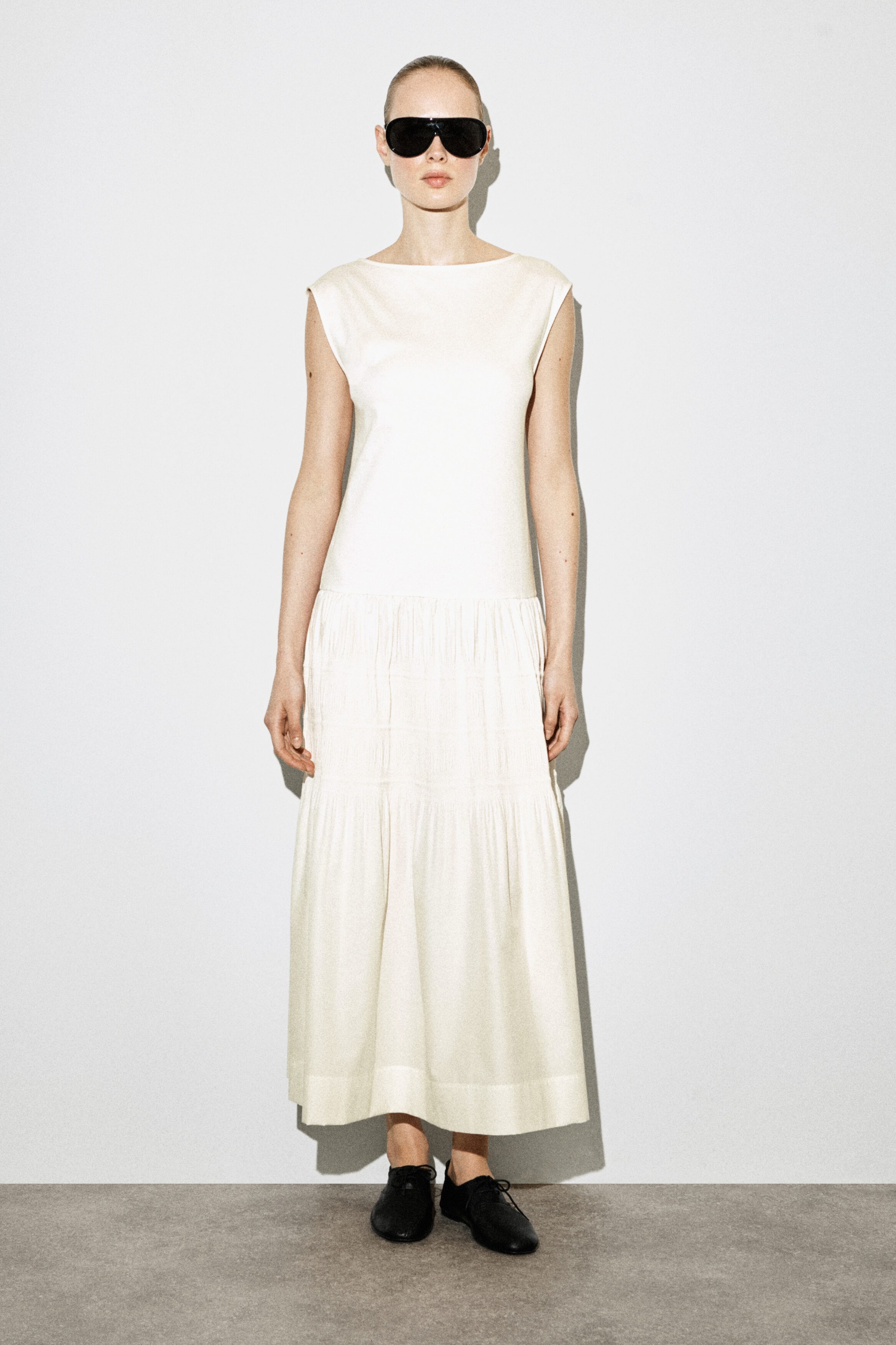 Tiered Gathered Midi Dress