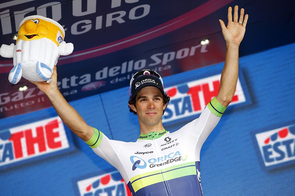 Michael Matthews (Orica-GreenEdge) tops the stage 3 podium