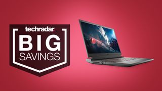 deals image: Dell G15 gaming laptop on red background