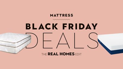 Black Friday graphic for Black Friday mattress deals pink