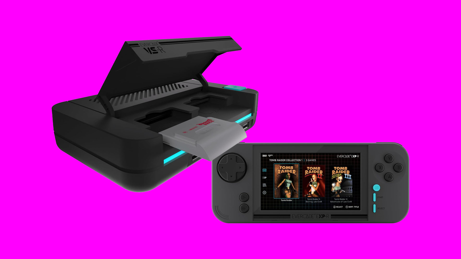 Evercade VS-R deal; black retro consoles