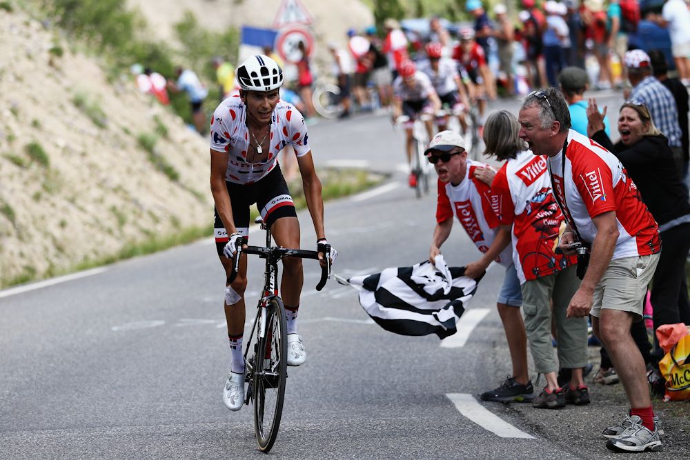 Warren Barguil makes his way to the finish during stage 18 of the Tour de France