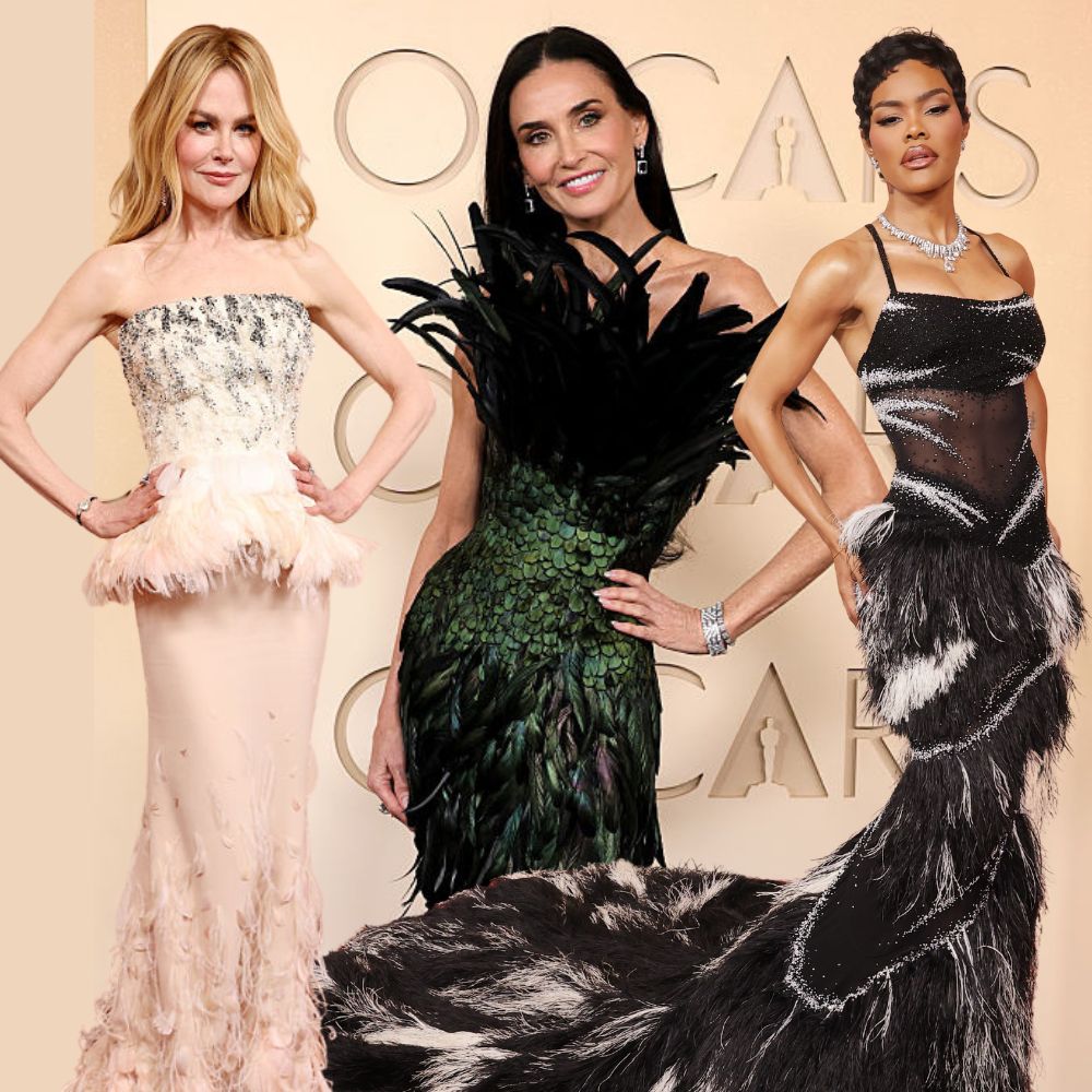 Oscars feather gowns