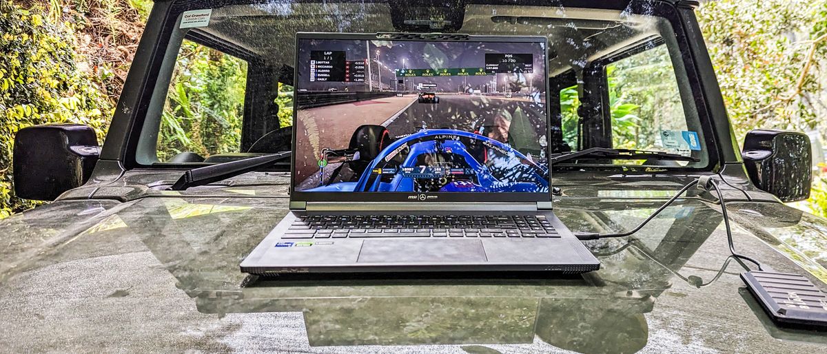 MSI laptop on car