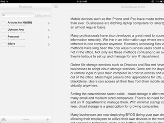 Byword user interface for iPad