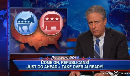 Jon Stewart's Election Day forecast: Strong GOP winds mixed with showers of fear and disenfranchisement