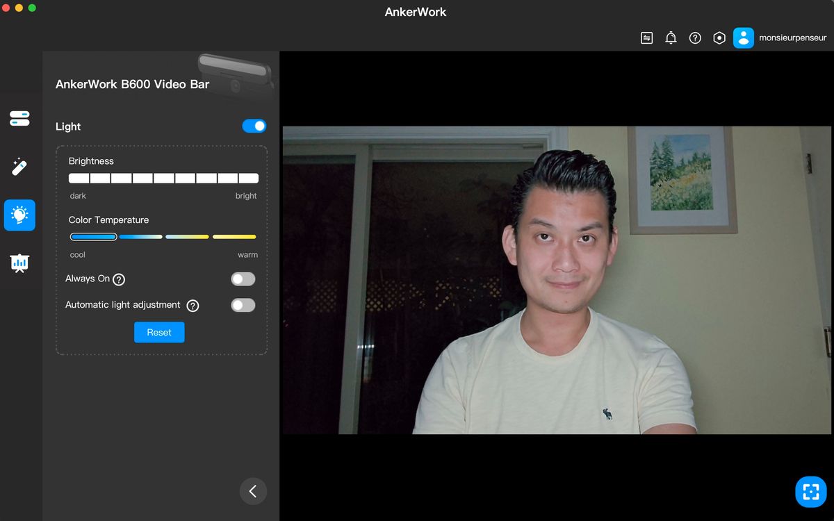 AnkerWork B600 Video Light Bar full brightness