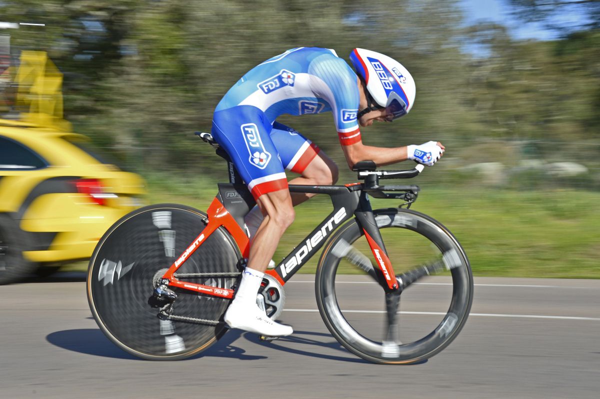 Thibaut Pinot (FDJ) heading out on course