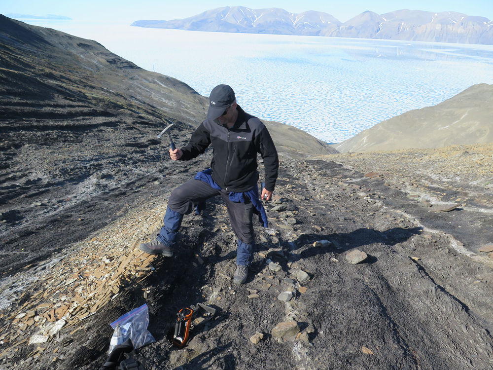 Paul Wignall in the field in Cape St. Andrew, studying Smithian/Spathian rocks and the extinction evidence found there.