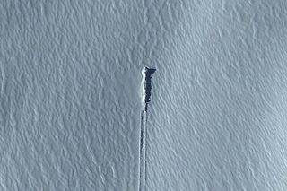 This block of ice in Antarctica, which is visible on Google Earth, is claimed by some as evidence of alien life.