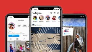 Instagram home page, stories, and account page 