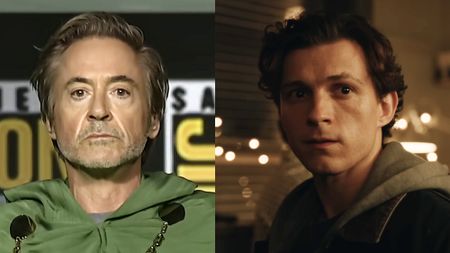 Robert Downey Jr. unmasks as Doctor Doom at Comic Con, Tom Holland in the newest trailer for Spider-Man: Brand New Day.