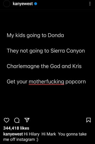 Kanye West Instagram post.