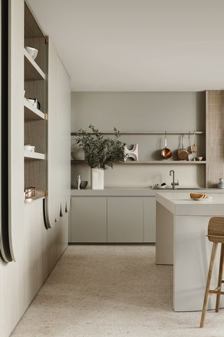 putty-colored kitchen