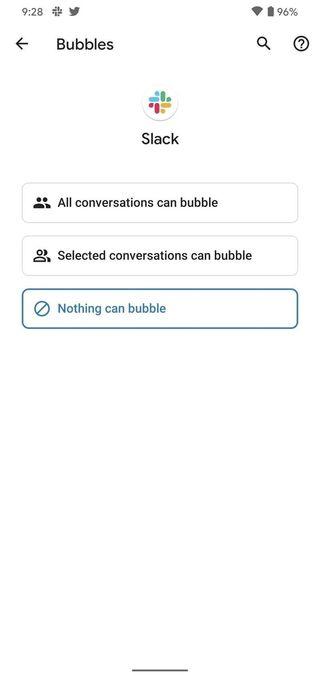Android 11's chat bubble settings