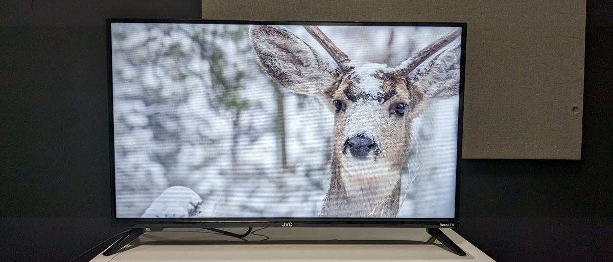 JVC LT-32CR230 with deer on screen in snow hero image 