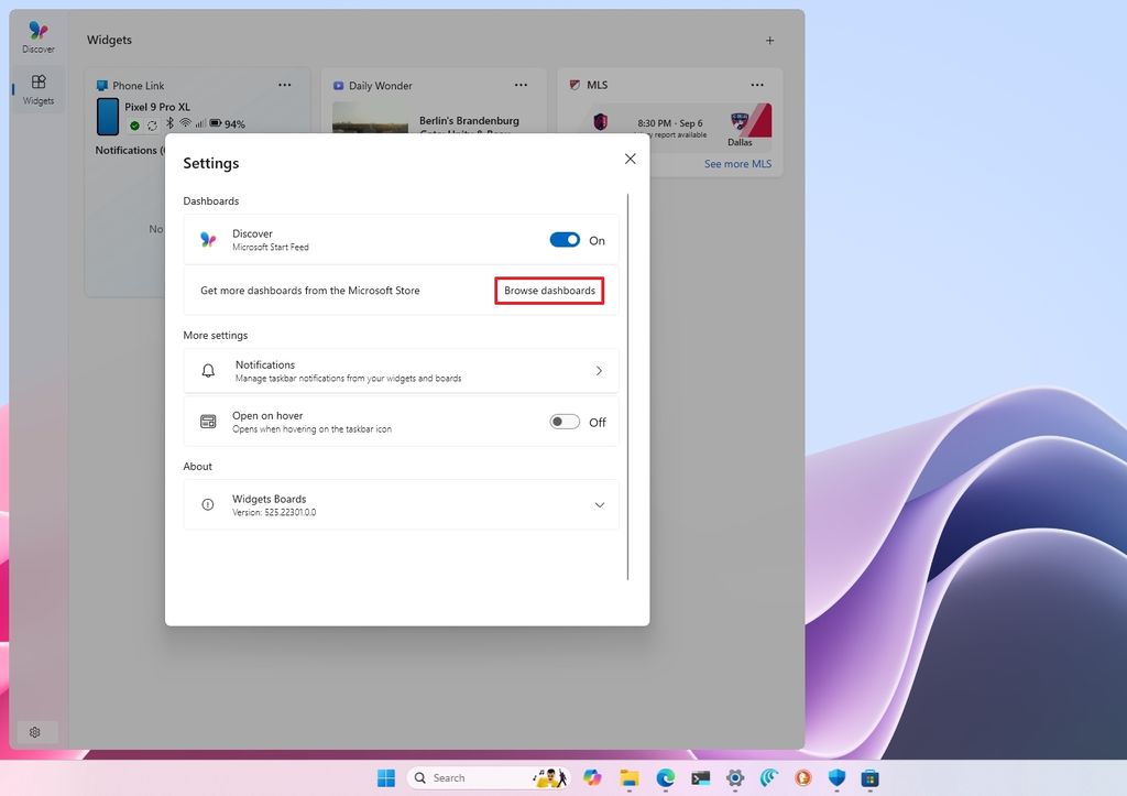 Widgets dashboard new design