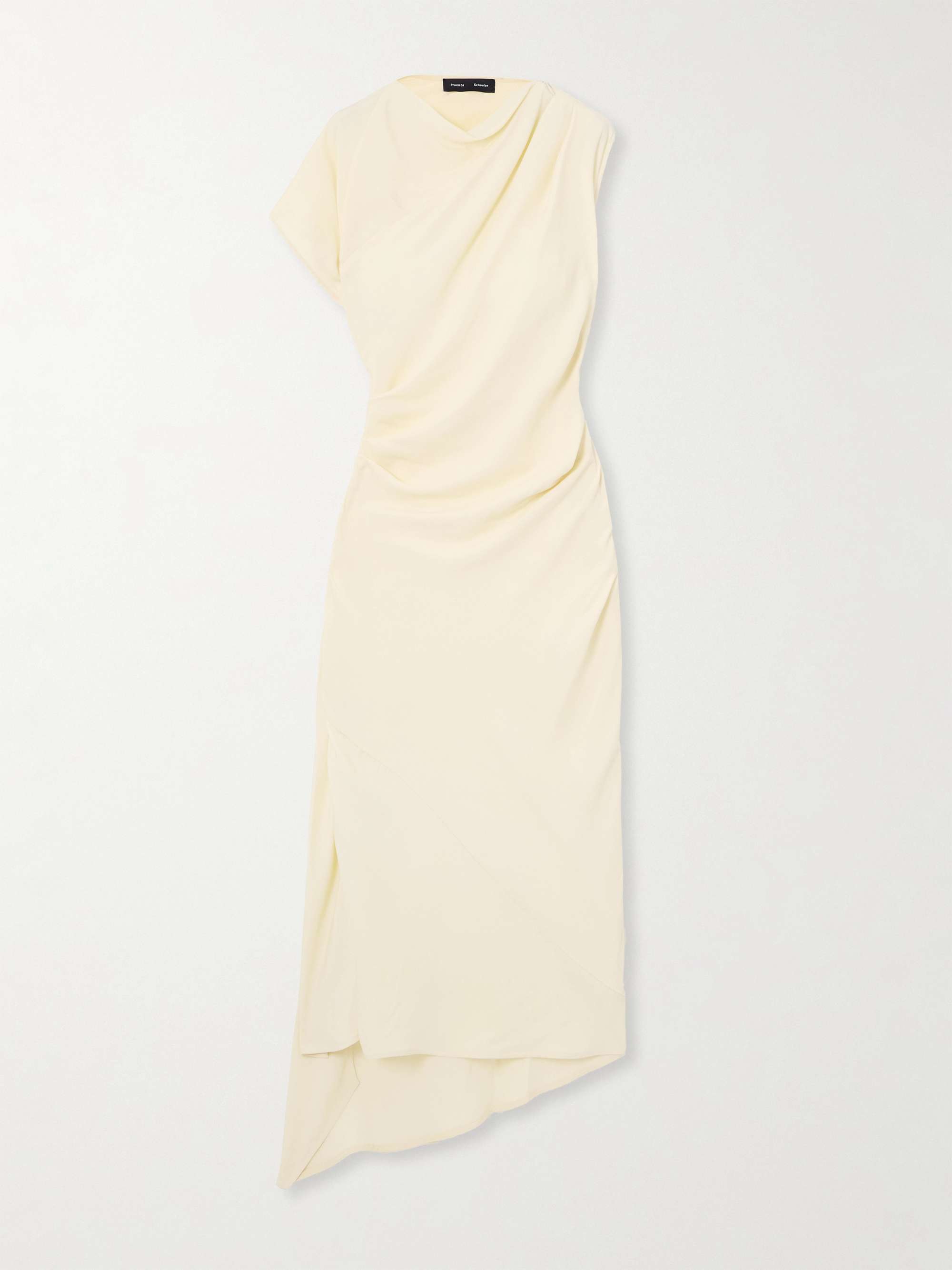Hallie Draped Ruched Twill Midi Dress