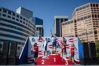 The podium on stage 7 of the USA Pro Challenge