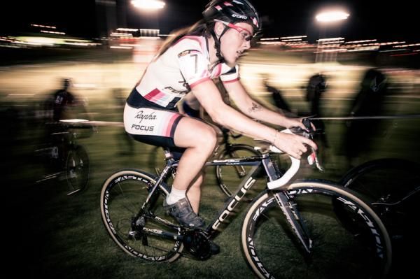 Gabriella Day (Rapha-Focus) on one of the course's many grassy climbs.
