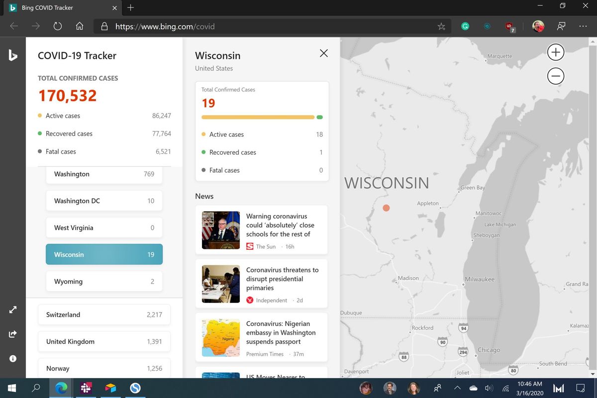 Bing Coronavirus Tracker