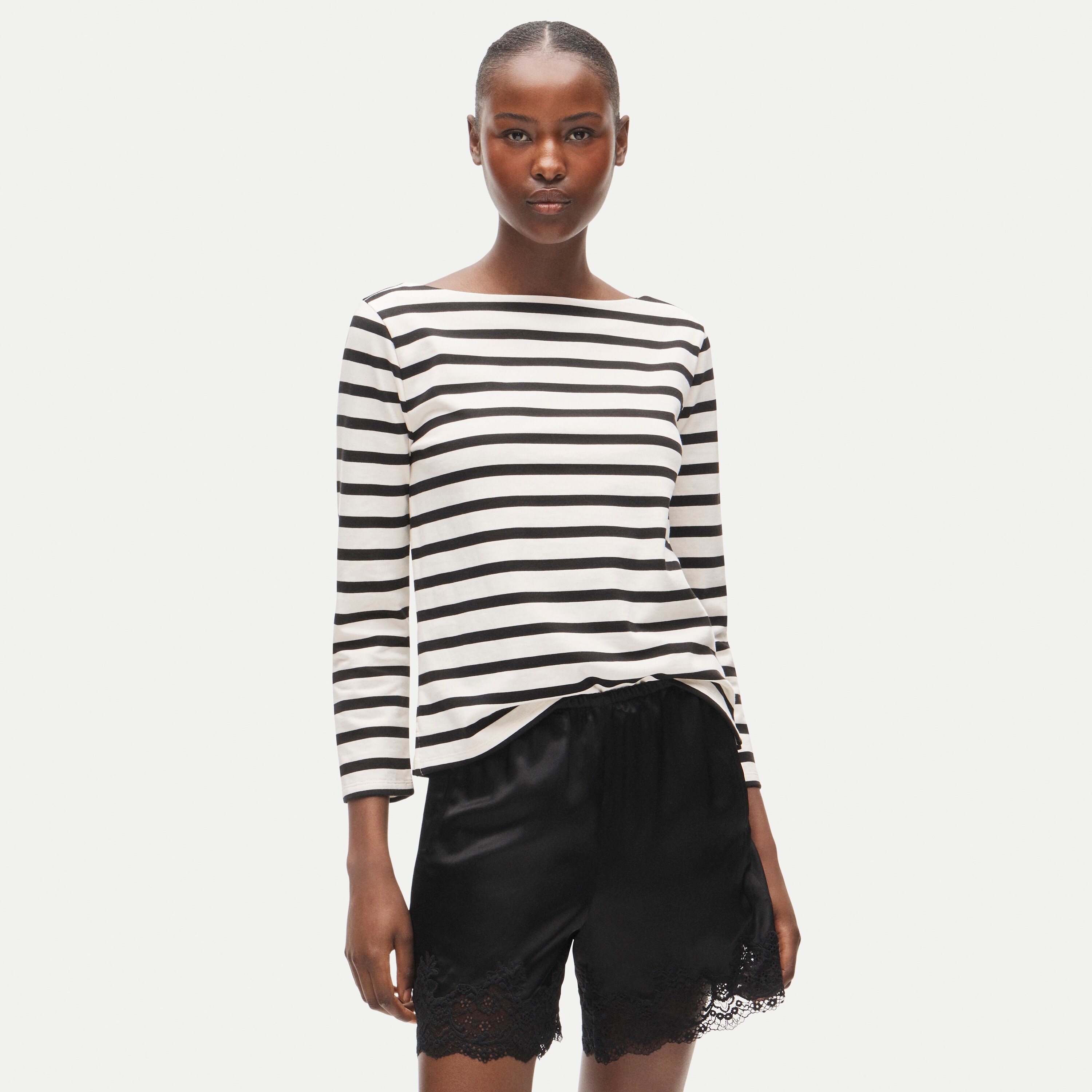 Lace-Trim Short in Luster Charmeuse