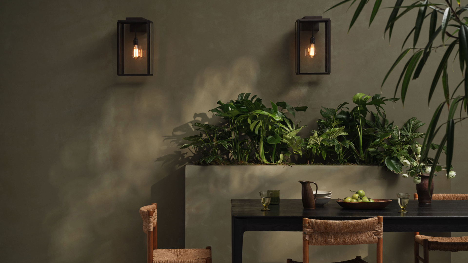 Outdoor lighting in garden