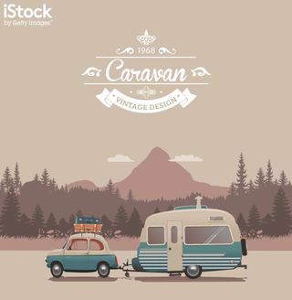 Caravan vintage by askinkamberoglu. This fun illustration could be used, for example, as background on a festival website’s ‘How to find us’ page