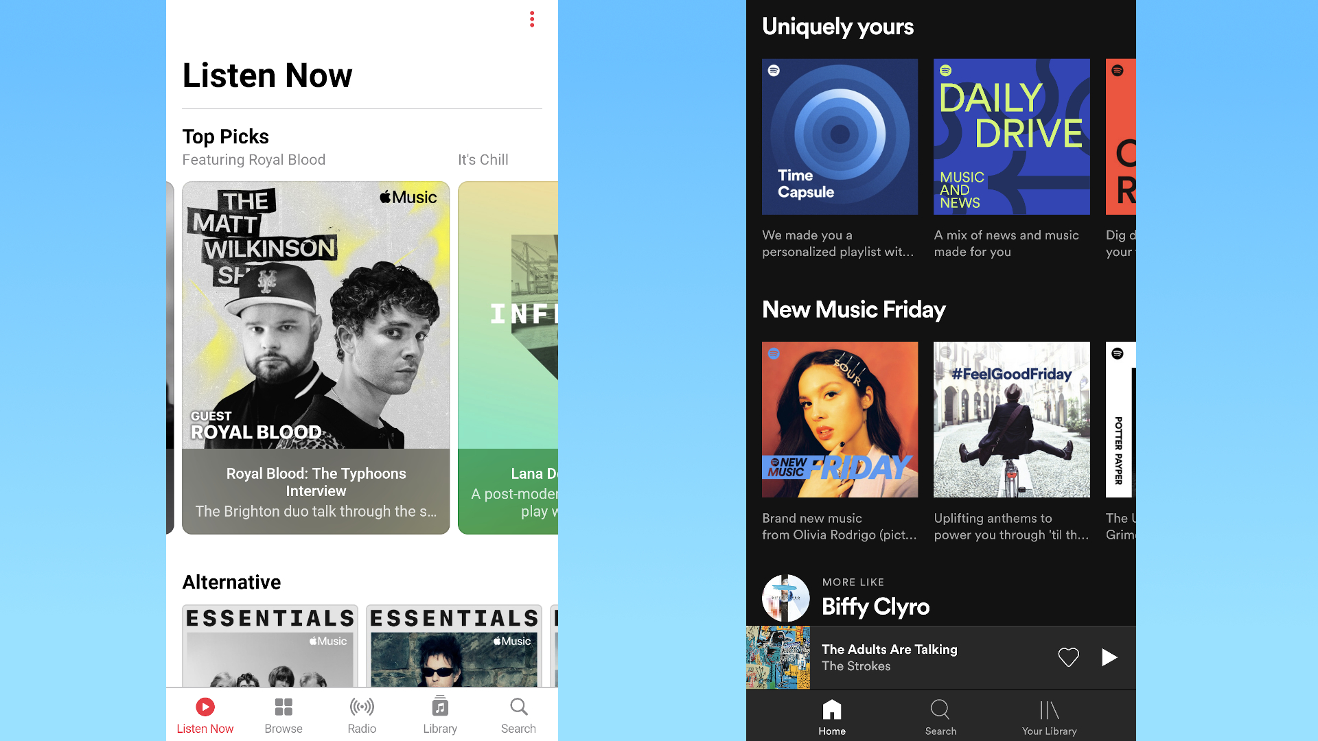 Apple Music vs. Spotify design
