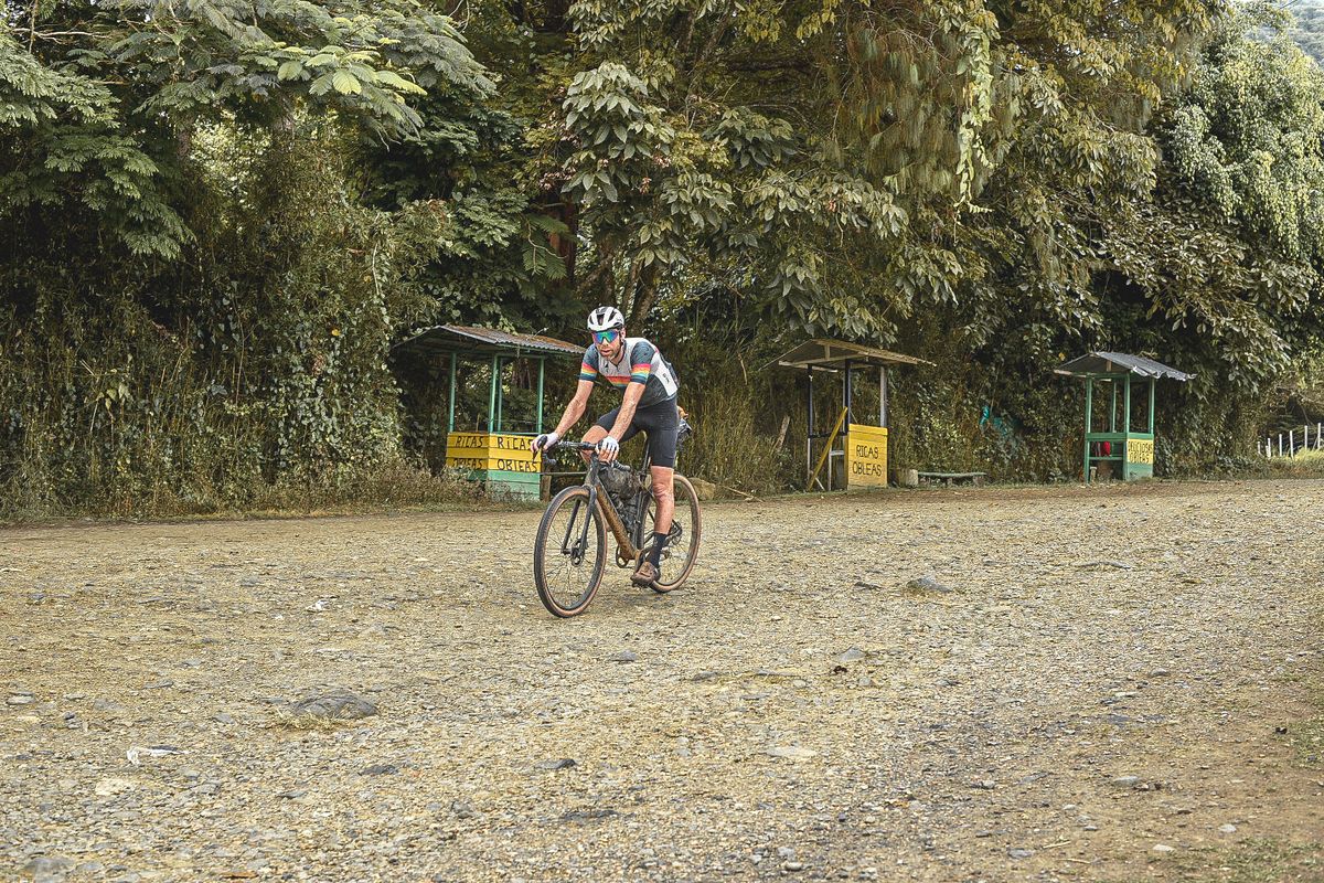 Laurens ten Dam on rural road through. Valle del Cauca on day two