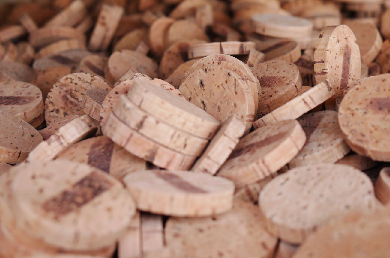 Wine corks cut into pieces