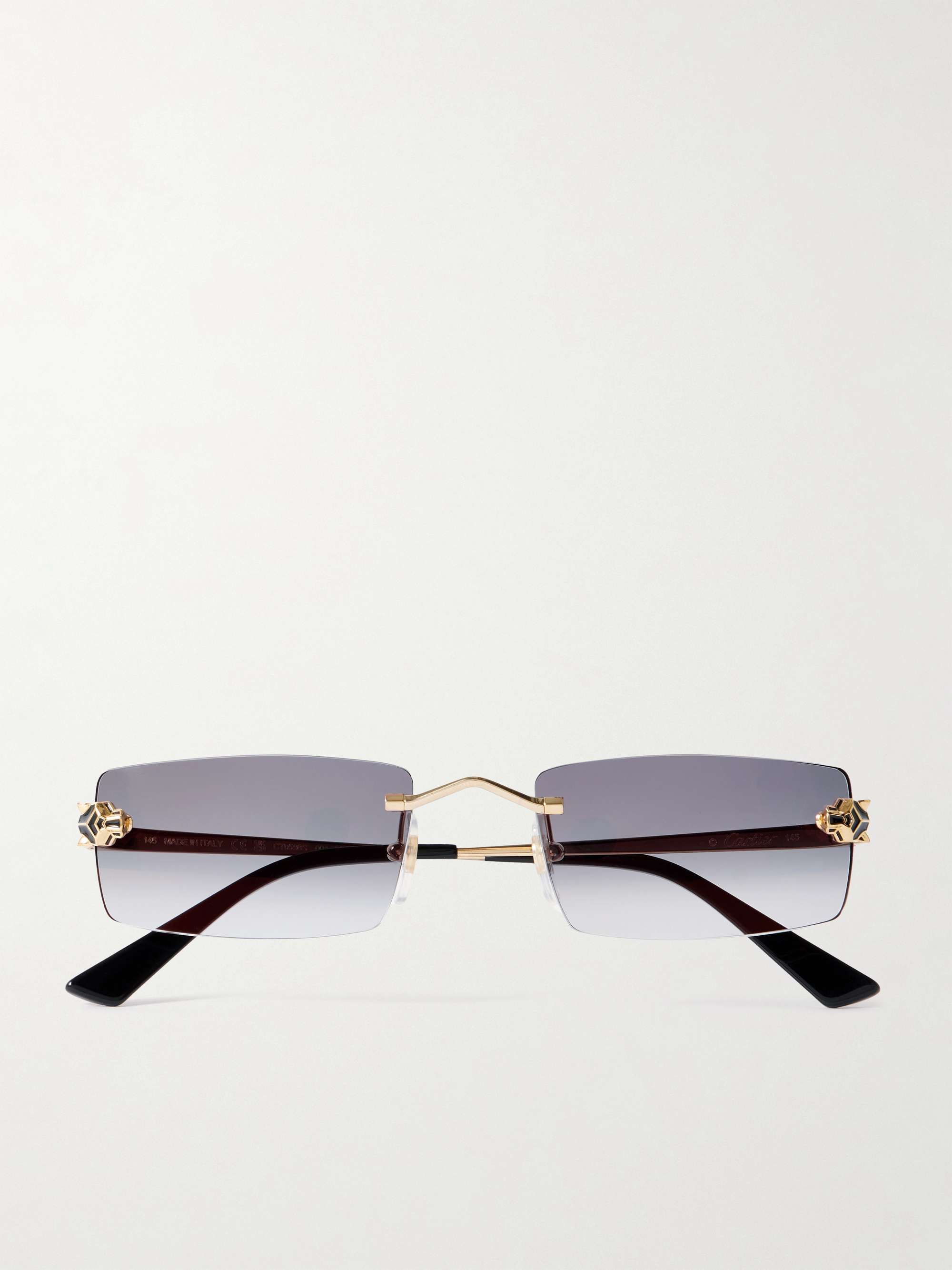 Panth&amp;egrave;re Classic Rimless Rectangle-Frame Gold-Tone Sunglasses